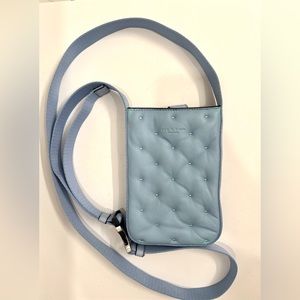 Rag & Bone Phone Holder Mini Handbag Light Blue Puffy Look